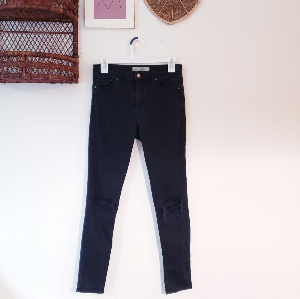 Topshop Leigh Moto Jean's with distressed knees